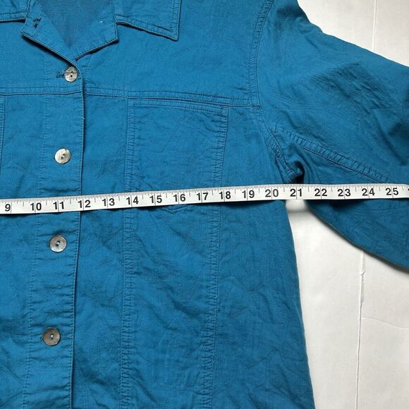 CHICO’S Woman’s Long Sleeve Button Down Jacket Teal sz 2 - Picture 4 of 5